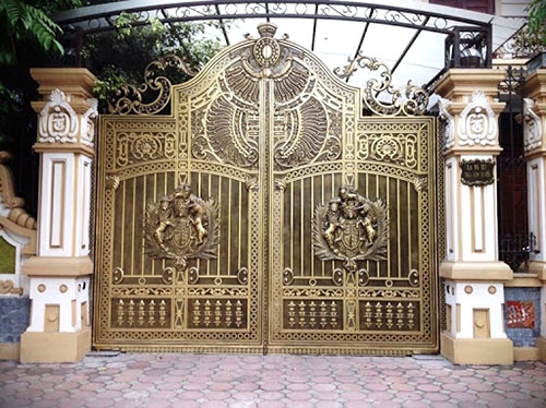 cổng tự động âm sàn 4 cánh nhôm đúc