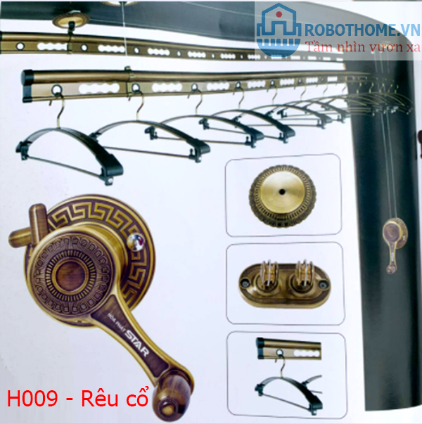 giàn phơi đồ Hòa Phát H009 màu rêu cổ