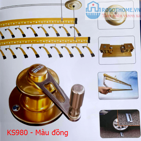giàn phơi thông minh Hòa Phát KS 980 màu đồng