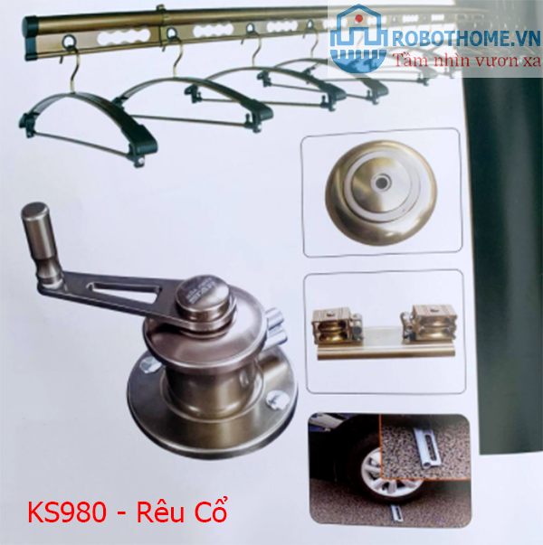 Giàn phơi đồ Hòa Phát KS 980 màu rêu cổ