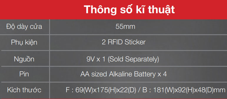 Thông số kỹ thuật của Khóa Epic TRIPLEX 2WAY