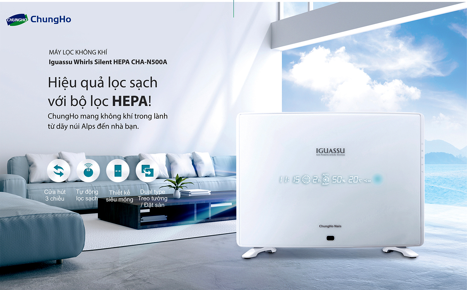 Máy lọc không khí ChungHo Whirls Silent HEPA cao cấp