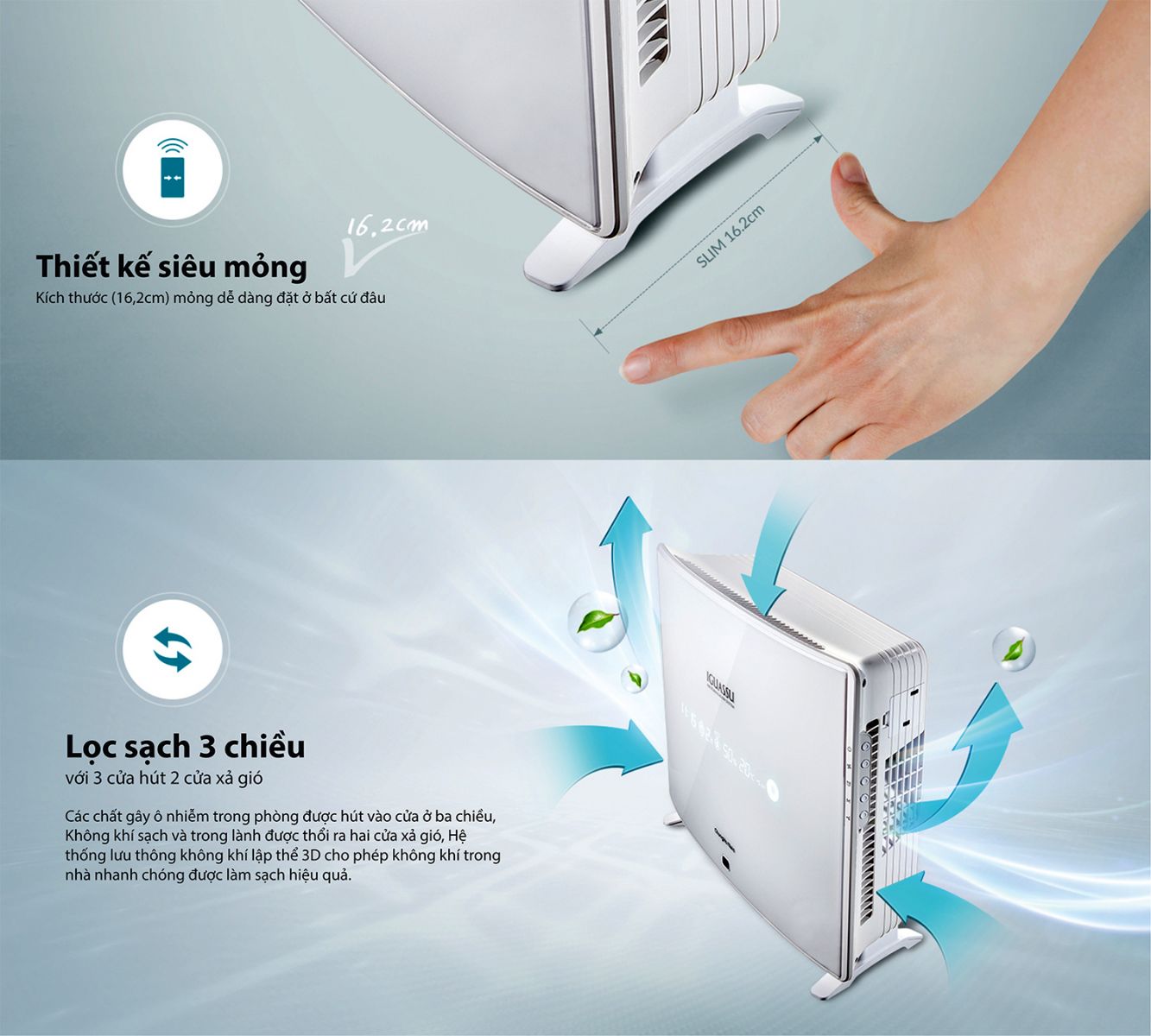 Máy lọc không khí ChungHo Whirls Silent HEPA thông minh